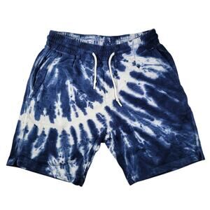 Reverse Threads Navy Tie Dye Fleece Shorts Size Large Drawstring Collegecore